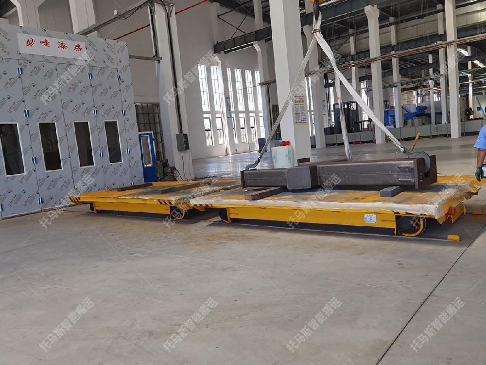 山东某环保公司喷漆房专用轨道电动平车案例